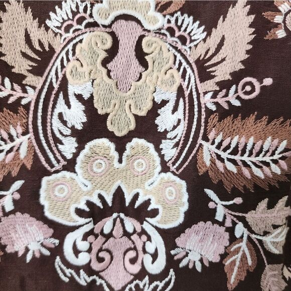 LOFT embroidery eyelet scallop hem side zip cottagecore prairie lined midi skirt - Picture 4 of 14